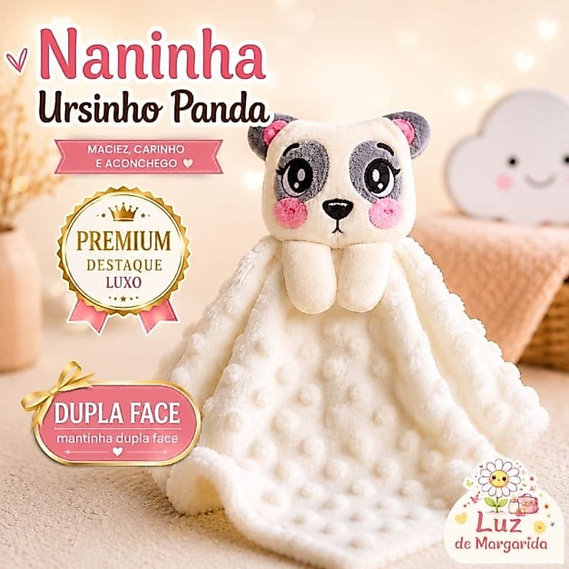 Naninha de bebê Premium Urso Panda  chá de bebê maternidade Luxo