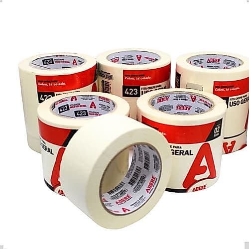 Kit 10 Fita Crepe Uso Geral 48mm X 50m 423 Adere Cor Bege Liso