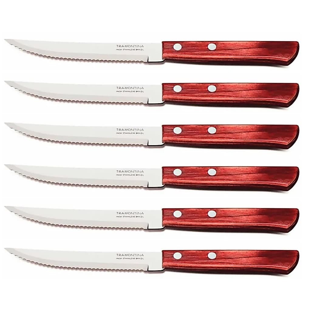 Faca De Churrasco Tramontina Polywood 21,1Cm - Vermelho (6 Unidades)