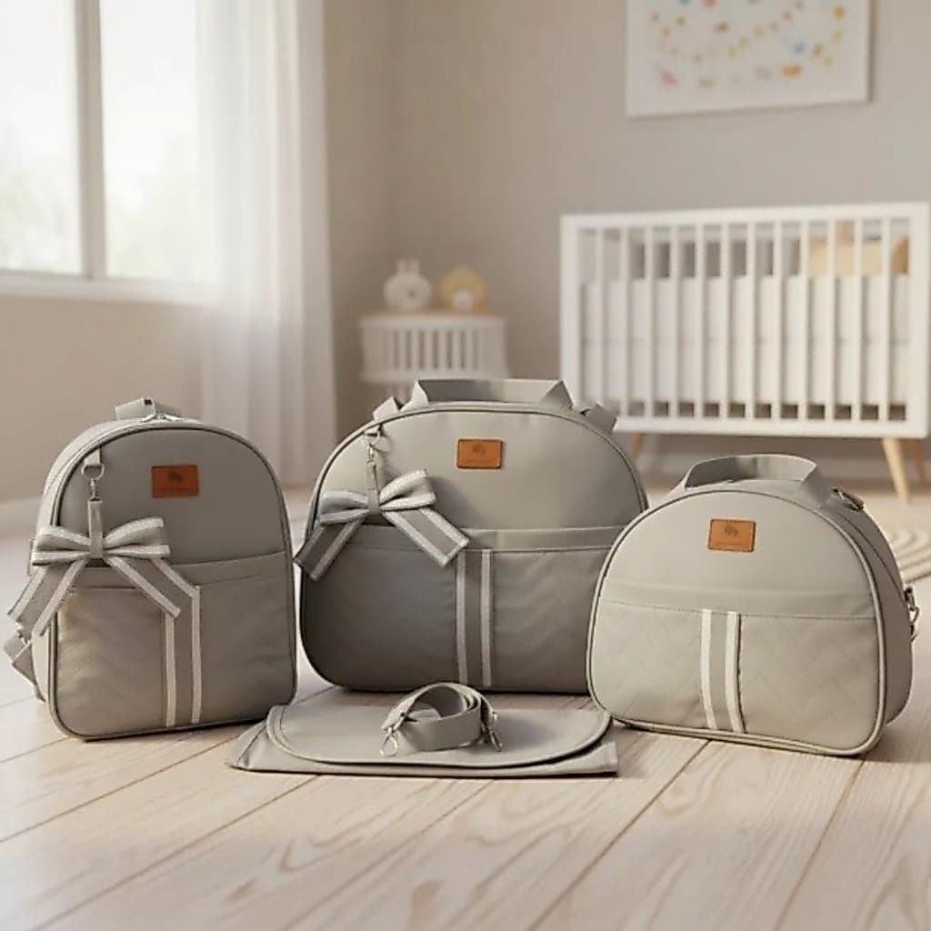 Kit Bolsas Mala Maternidade 4 Peças Menino Bebe Cegonha