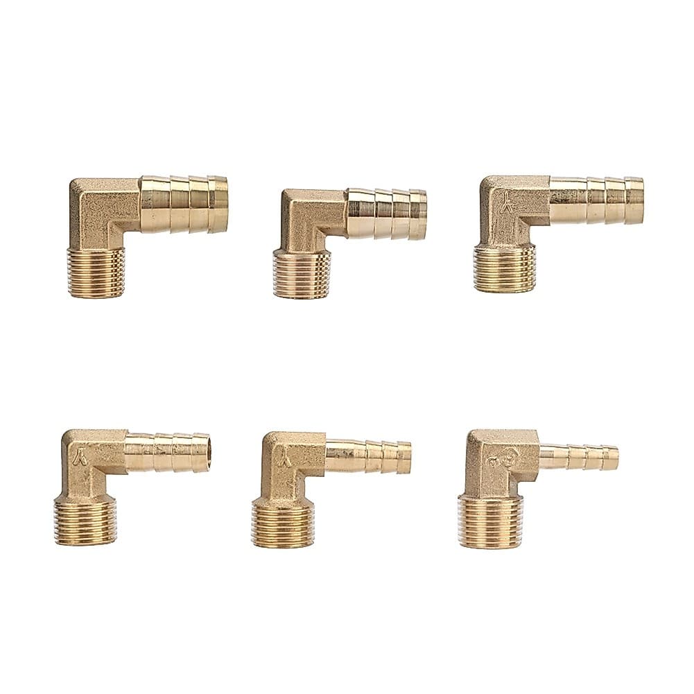 Cotovelo De Encaixe Farpado De Mangueira De Latão 6/8/10/12/14/16mm A 1 " 1/4 " 3 2 " Conector De Rosca Macho BSP