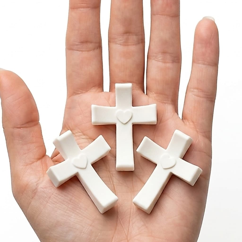 Crucifixo Da Preocupação Cruz De Mão Alívio Ansiedade Oração Presente Páscoa Natal Kit com 3 unidades