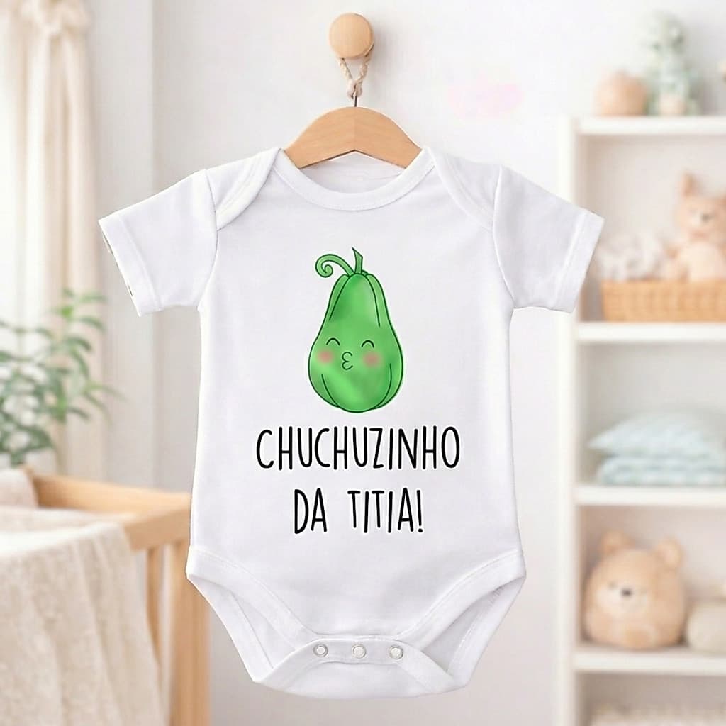 Body Bebê Personalizado - Chuchuzinho da Titia - Poliéster + Elastano