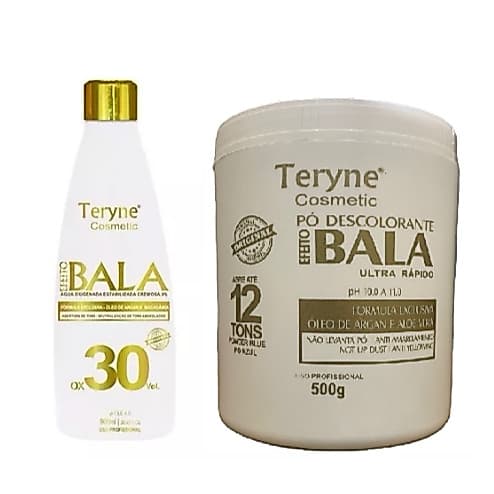 kit Pó bala original Descolorante Teryne+ ox 30v profissonal