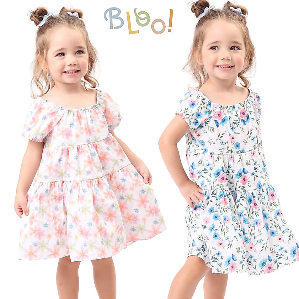 Vestido Infantil Florido Delicado Para Meninas Confortável Estiloso Capri 100% Algodão