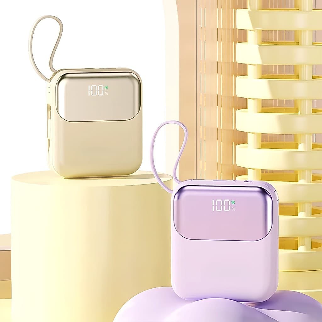 Power Bank Feminino 10000mAh 22.5W com Tela LED – Compacto, Elegante e de Alta Velocidade