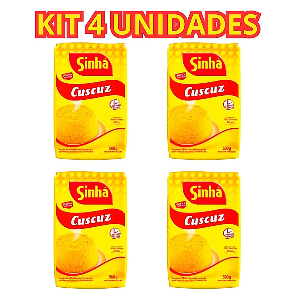 Kit 4 Cuscuz Farinha De Milho Flocada Cuscuz Sinhá 500g Cd
