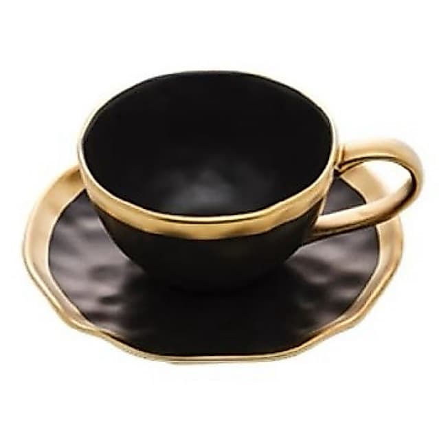 Xícara Dubai para café 90 ml  porcelana Wolff preto e dourado
