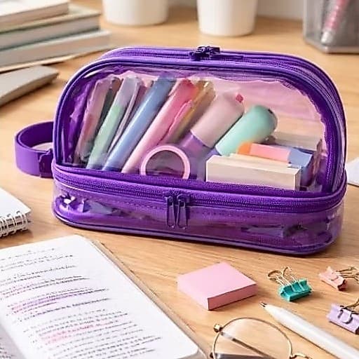 Estojo feminino/nécessaire dupla cristal color Neon