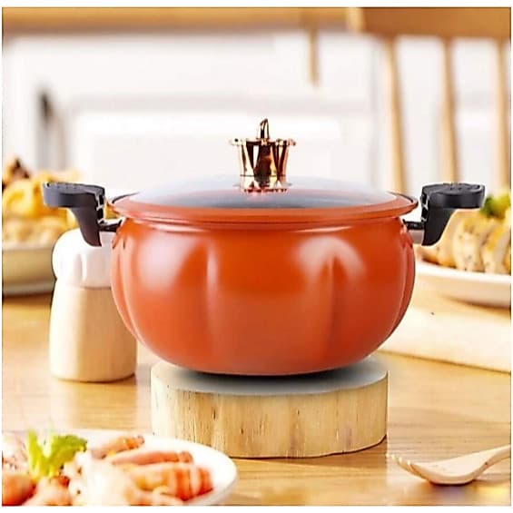 Panela Caçarola Abóbora 8 Litros Antiaderente Cerâmica Design Luxo Caldeirão Grande Cozinha