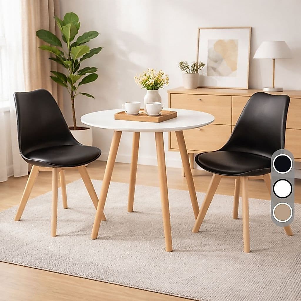 Kit 2 Cadeiras Eames Leda Estofada Com Base de Madeira
