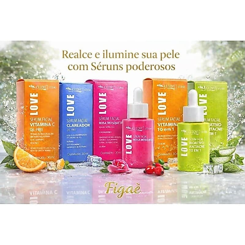 kit Sérum Facial Max Love  para Brilho Hidratação e clareamento e Antacne