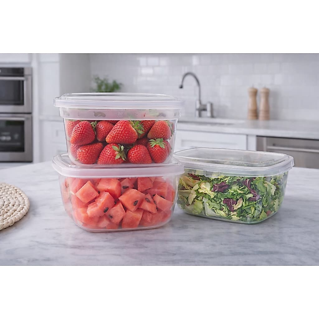 Kit Pote Plástico 1,5 Litros BPA Free com Tampa | Multiuso | Micro-ondas, Freezer, Geladeira, Marmita, Fitness