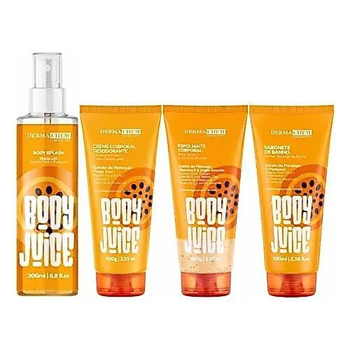 Kit Body Juice Maracujá Dermachem - Body Splash, Creme Corporal, Esfoliante Corporal, Sabonete de Banho - Envio Imediato
