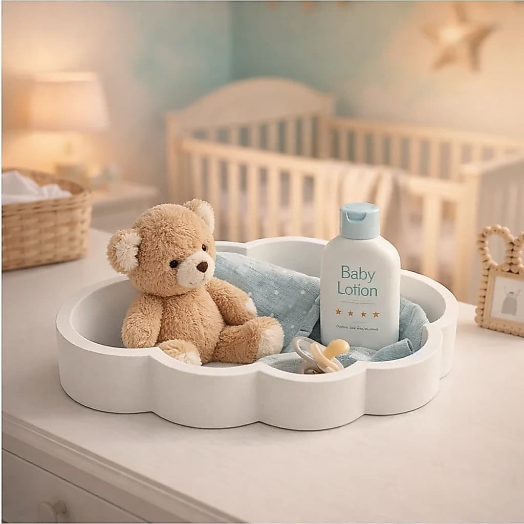 Bandeja Decorativa Nuvem para Quarto de Bebê | Organizador Infantil Minimalista  2 TAMANHOS