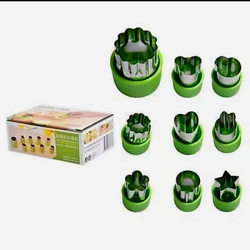 Kit com 9 mini cortadores para Frutas, Bolachinhas Legumes+ Kit Garfinhos petisco Lancheira Escolar