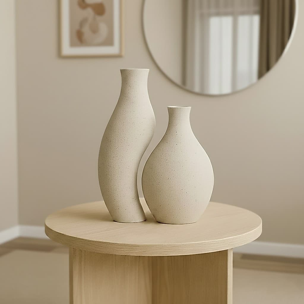 Vasos Decorativos em Cerâmica Modernos Kit 2 Vasos Para Sala Conjunto Decorativo Dupla
