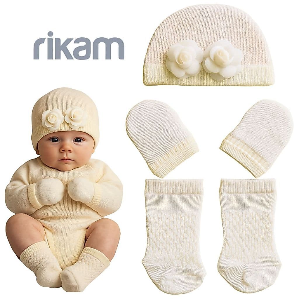 Kit Bebê Recem Nascido Touca Meias Luvas 0 a 3 Meses Confortável