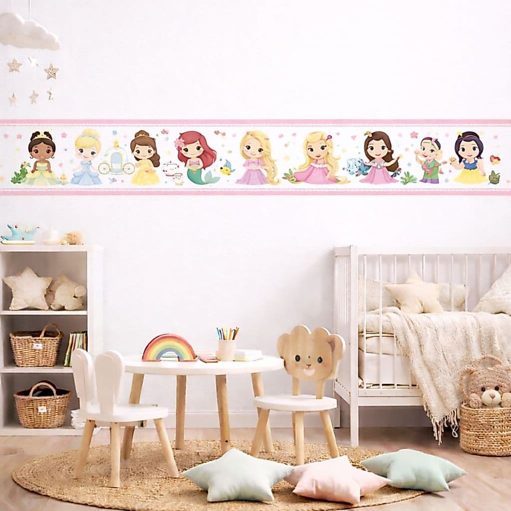 Faixa Decorativa Infantil Adesiva 1m x 15cm Princesas Encantadas Menina