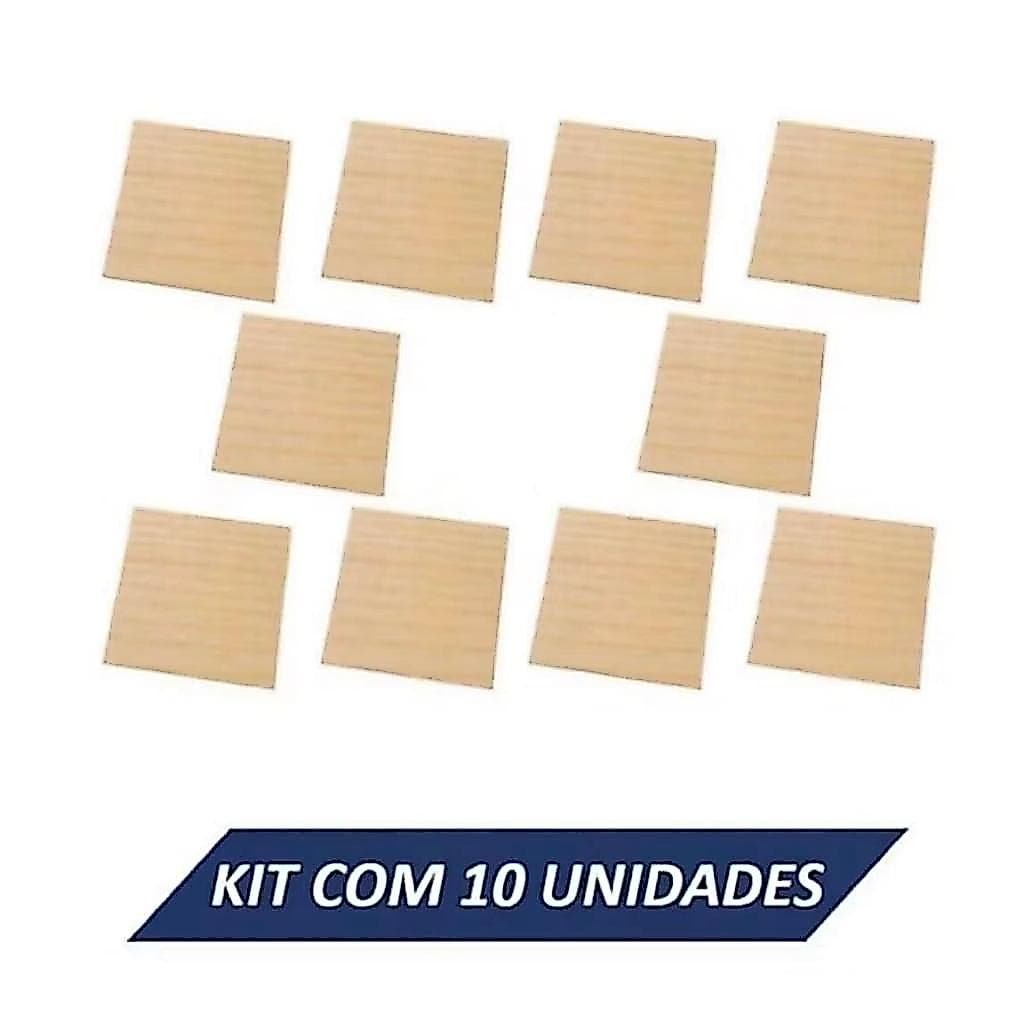 Tábua para artesanato 19x19 cm, pinus, Kit com 10 unidades, natural