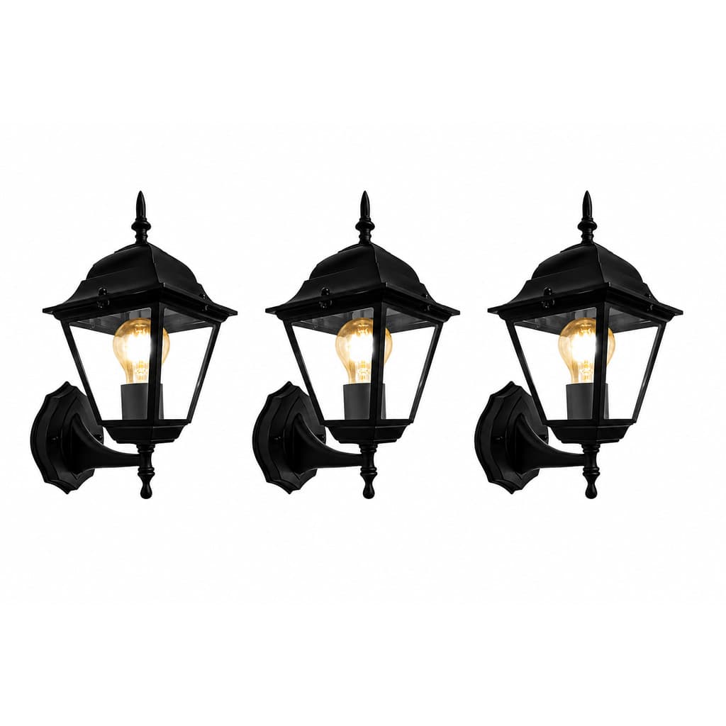 Kit 3 Arandelas Colonial Ponente E27 Alumínio 4 Faces Luminária de Parede Externa Interna Área Gourmet