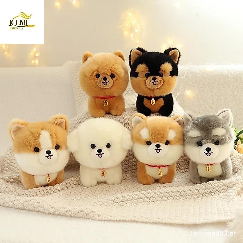 KLAOSD Adorbale Peludo Pelúcia Corgi Dog , Boneca De Brinquedo Fofo Para Cachorro , Desenho Animado