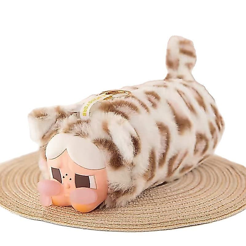 Adorável ​ Estojo De Pelúcia Para Gato Chorando 20 Cm Cabeça De Leopardo-Material Escolar Fofo Com Chaveiro Crianças Dec