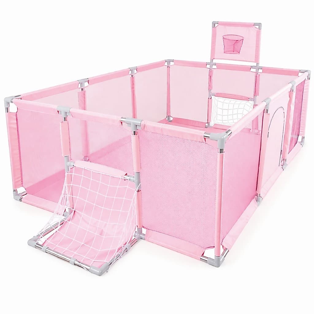 Cercadinho Bebê Grande Chiqueirinho Infantil Baby Bear com Tela Rosa