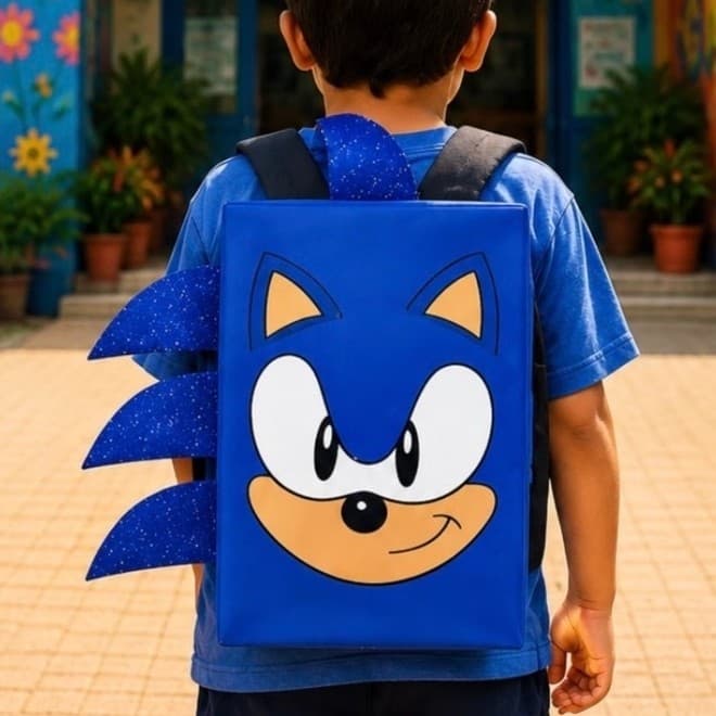 Mochila Maluca Sonic Infantil 40x24cm l Já Pronta