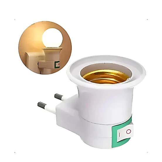 Kit 5  Bocal de Lampada Tomada Soquete 110/220v E27 Botão Liga/ desliga