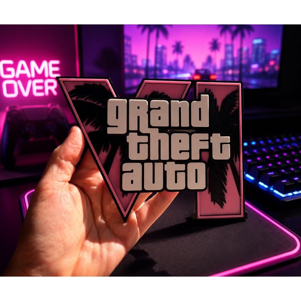 Logo GTA VI Decorativo Gamer Grand Theft Auto Colecionável