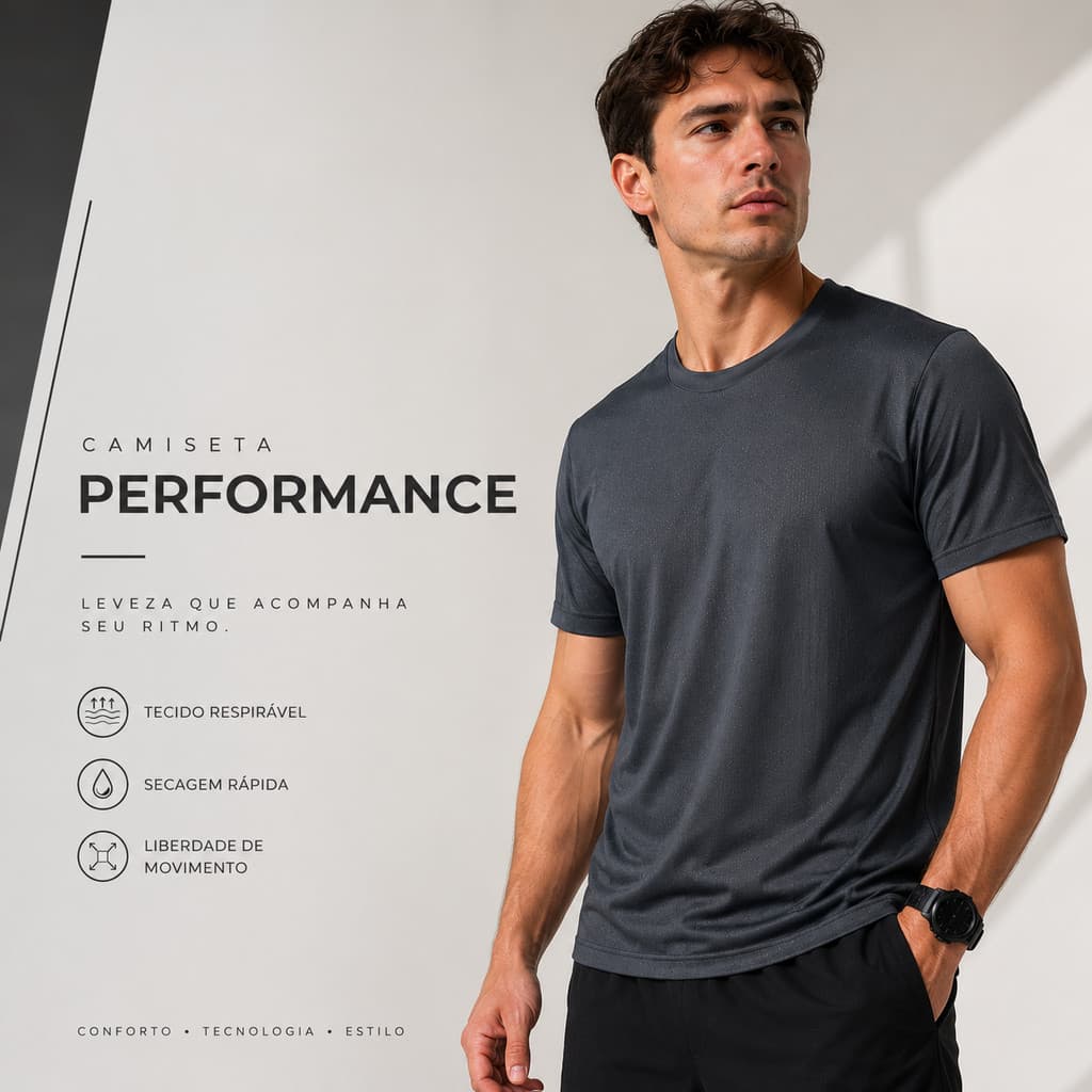 Camiseta Masculina Esportiva Respirável com Microfuros