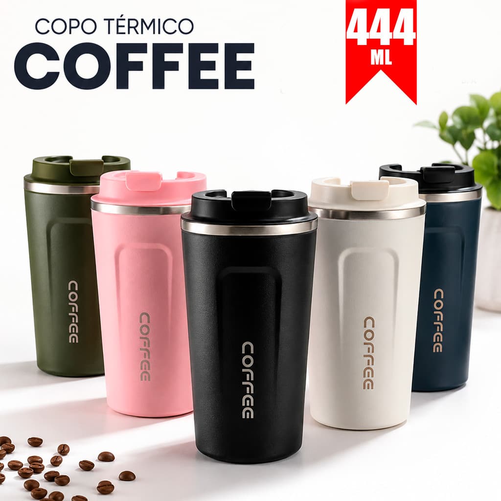Copo Térmico Aço Inox 444ml Antivazamento Parede Dupla Café Chá Chocolate