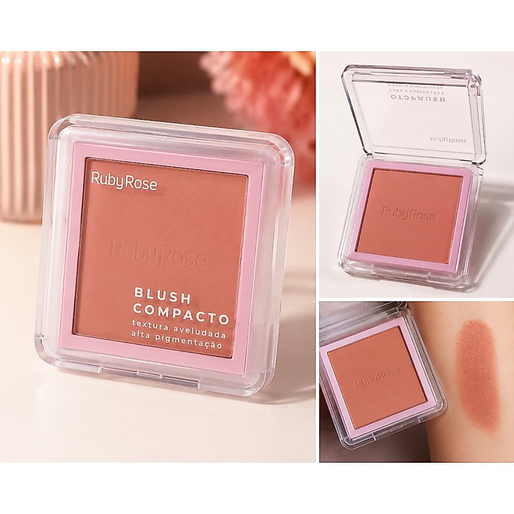 Blush Compacto Ruby Rose – Textura Acetinada Alta Pigmentação