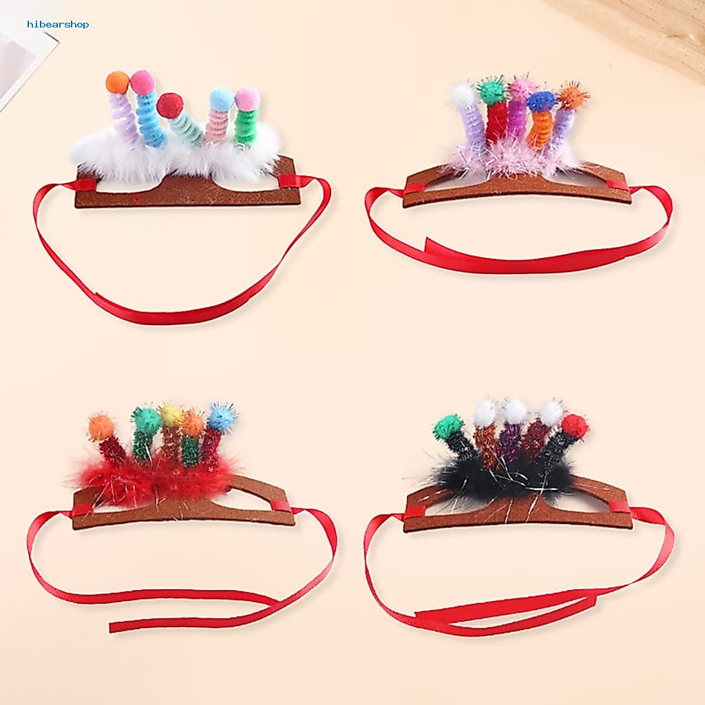 Pet Costume Headband Ribbon Furry Halloween for Dogs Cats Cute Cosplay for Christmas Parties Photo Props for Kitten