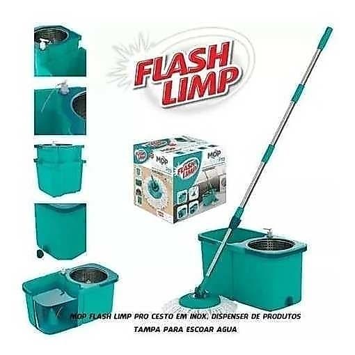 Mop Esfregão Giratório Inox 2 Refil Microfibra Promoção