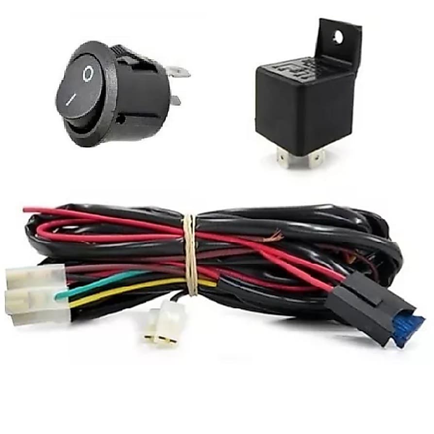 Kit Chicote Universal Farol Milha Auxilar Fusível Botão Rele Chicote Completo Farol de Milha H1/H3