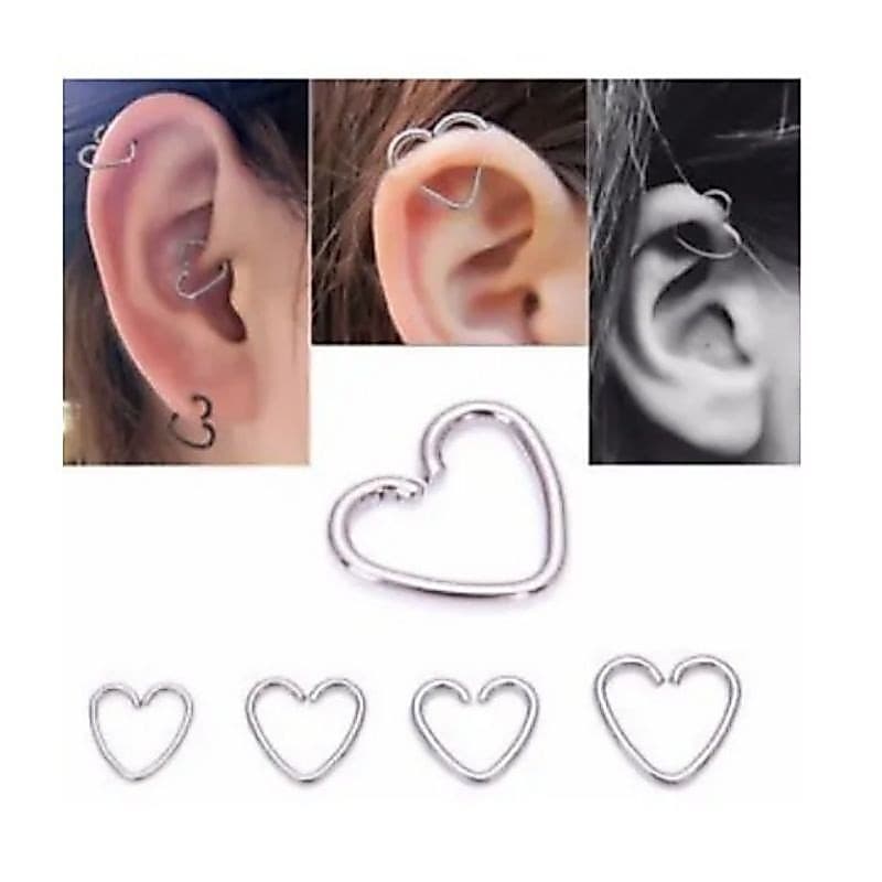 Piercing coração estrela dourado prata orelha cartilagem helix daith em aço cirúrgico