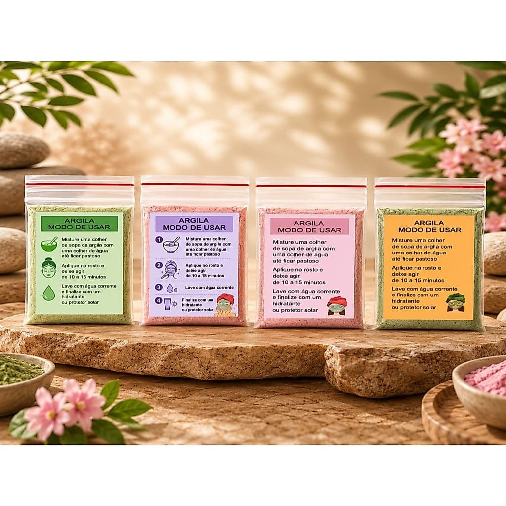 20/120 Sachês saquinhos de Argila ou Rosa Verde com Instrução  Mimo para Clientes varias cores
