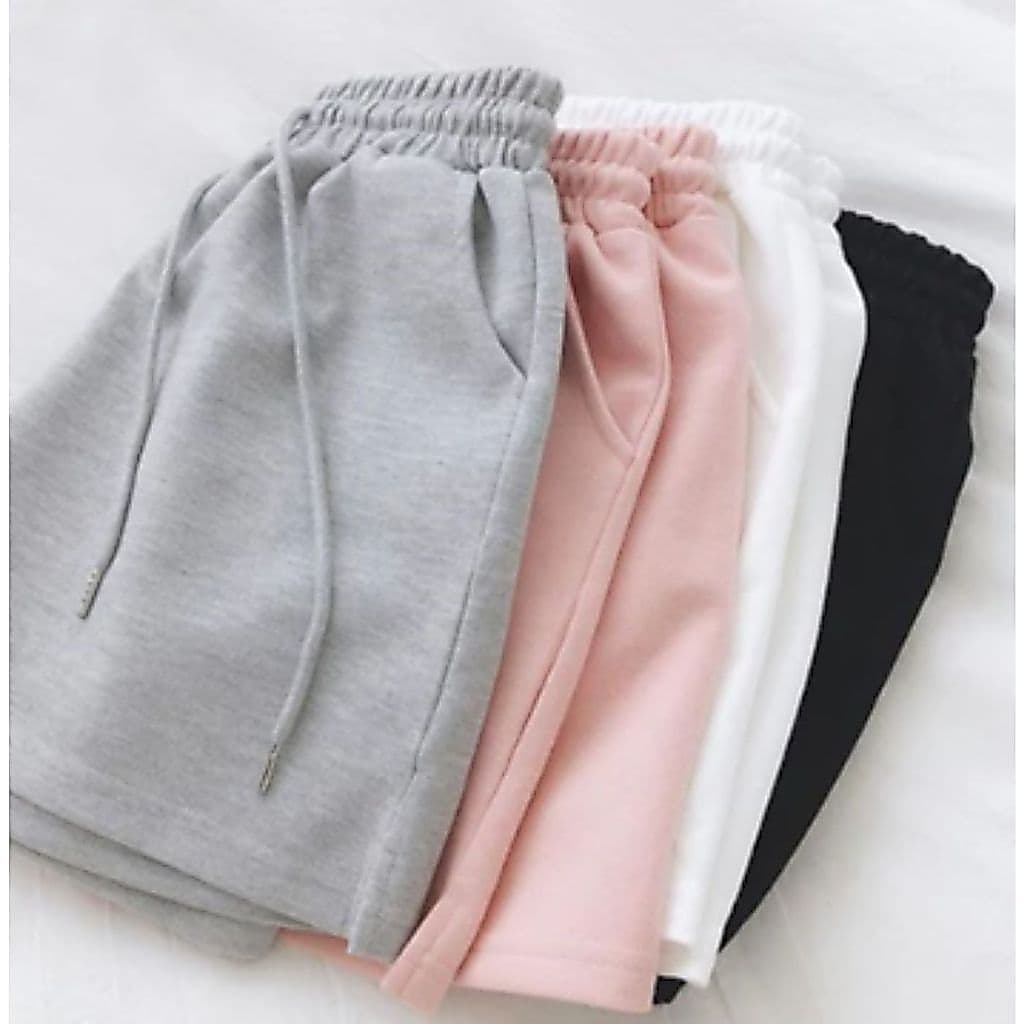Shorts moletom feminino com bolso Short curto malha algodão tendência