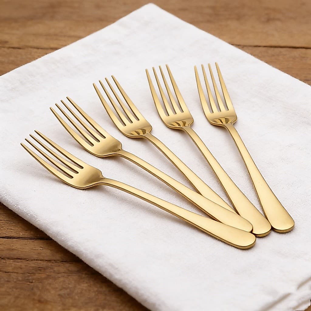 36 Peças Talheres Aço Inox Stainless Steel Mesa Posta Garfo Dourado Linha Luxo - Envio Já