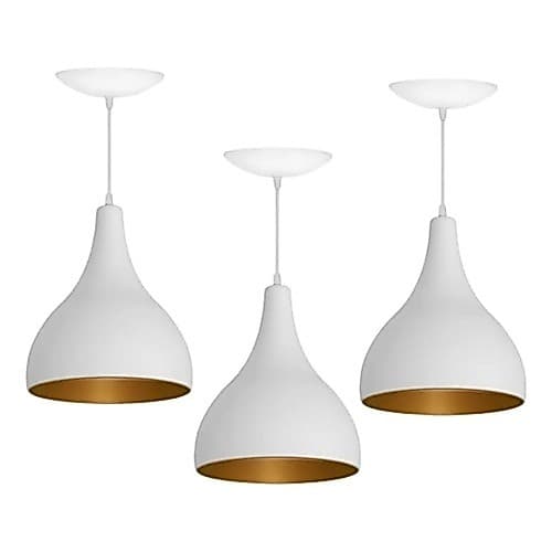 Pendente Luminaria Gotinha Branca/Cobre Estilo Gota Lustre decorativo casa cozinha bancada varanda