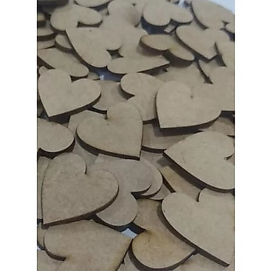 Kit 20 Apliques Coração Mdf 8cm E 5cm