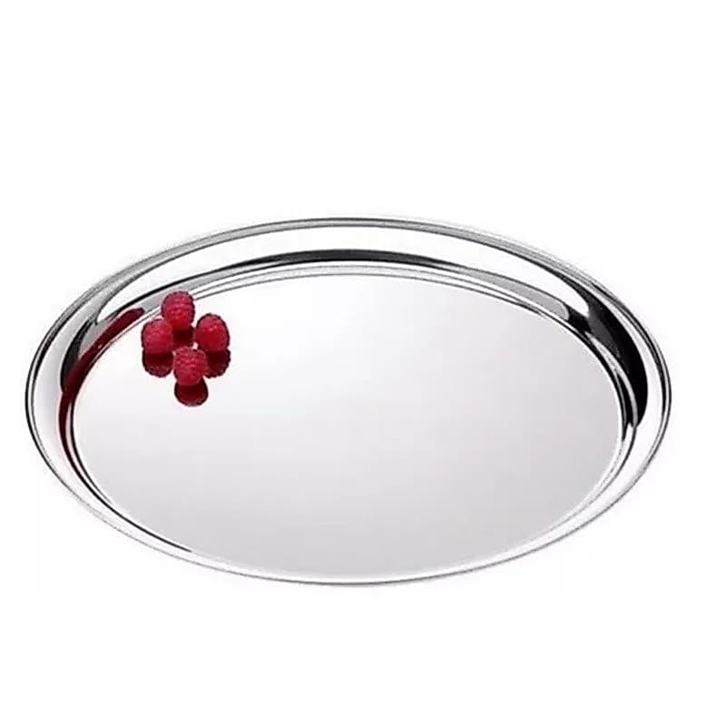 Bandeja Redonda Garçom Aço Inox 40cm Luxo Travessa Garçom