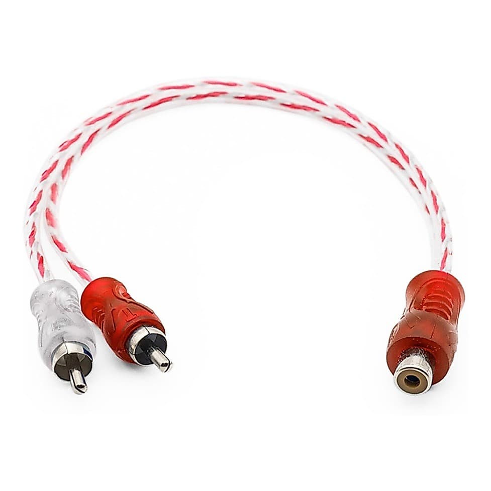 Cabo Rca Y 1 Fêmea + 2 Machos 30 cm Injetado Flexível Transparente Vermelho / Prata Svart