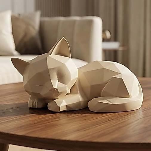 Gato Geométrico Decorativo Escultura Minimalista Decoração Sala Quarto Escritório