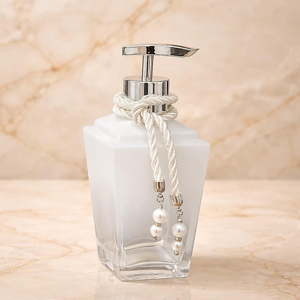 Saboneteira em Vidro Trapezio Branco Degrade 250ml