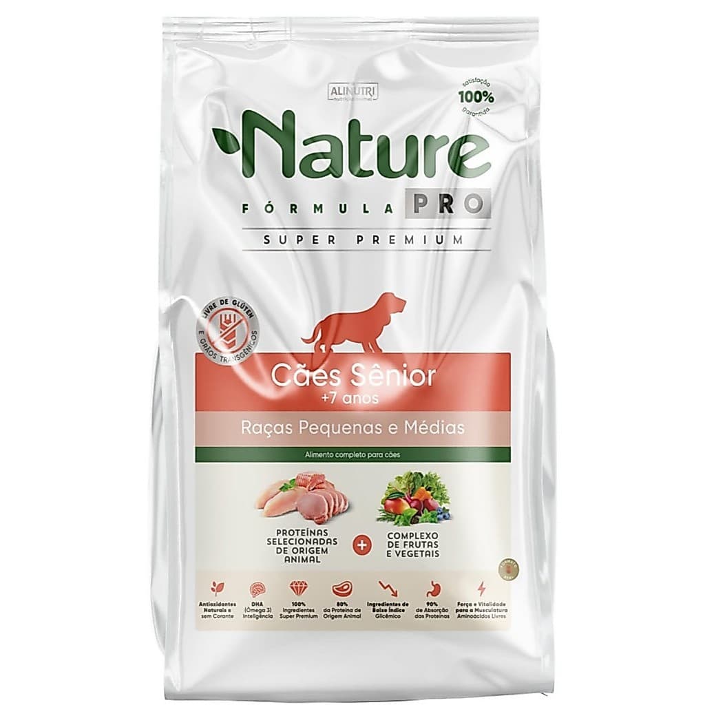 Nature Fórmula PRO SÊNIOR +7 Cães 1kg Raças Pequenas e Médias