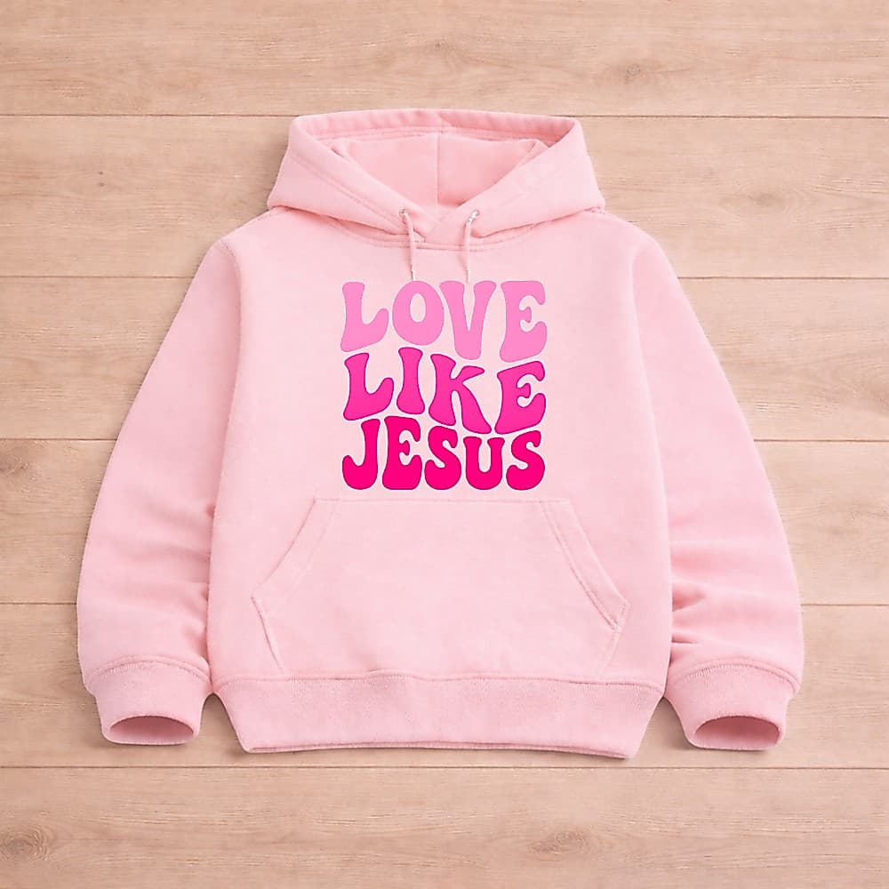 Moletom Infantil Love Like Jesus com Capuz Canguru Quentinho Estampa Premium