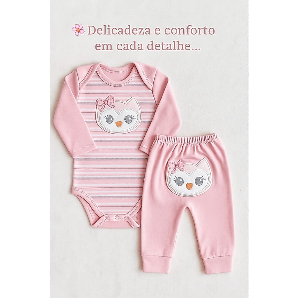 Conjunto Suedine Calça E Body Bordado E Estampado